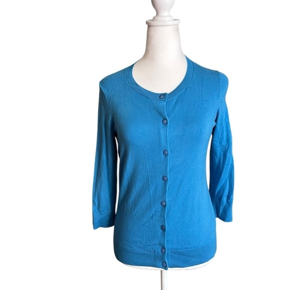 Talbots Womens Cardigan Sweater Size XS Blue Button Up 3/4 Sleeve - Picture 4 of 17